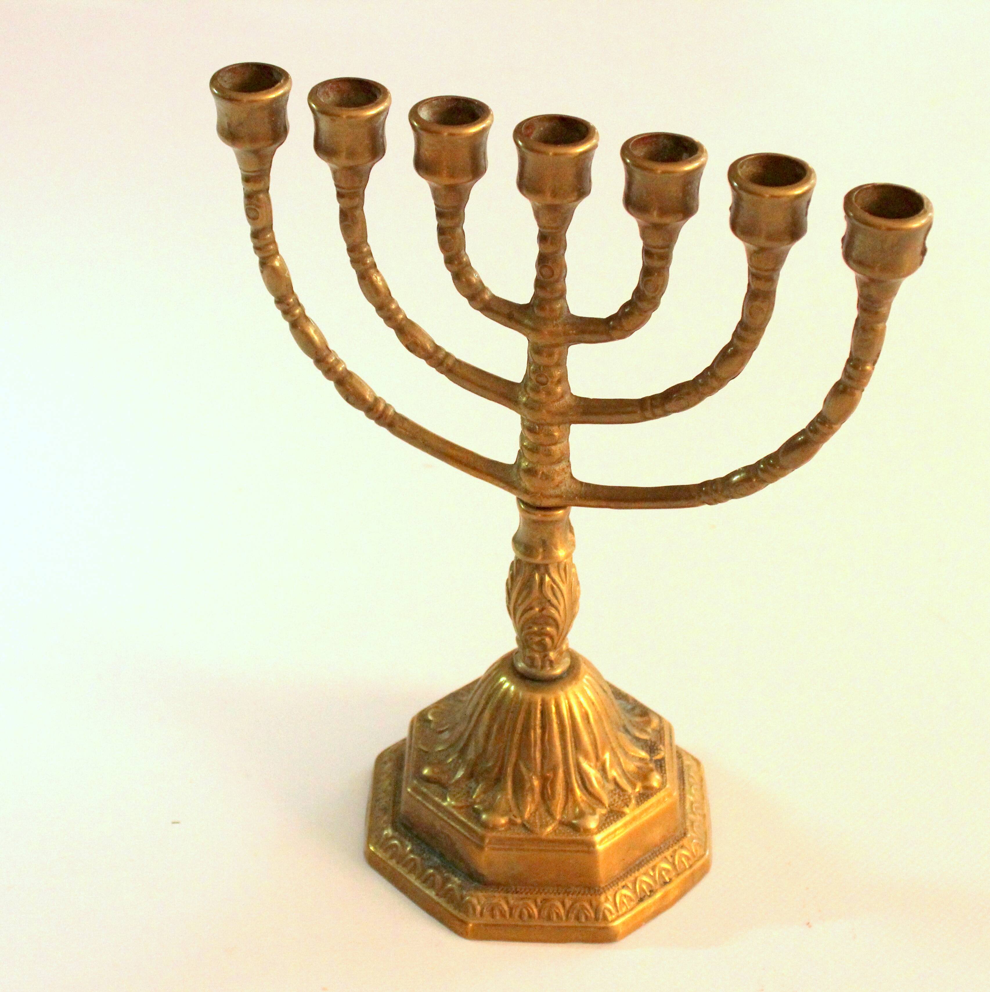 Brass menorah, brass candle holder, vintage