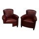 Pair of Small Club Armchairs in Sheepskin - Reproduction
