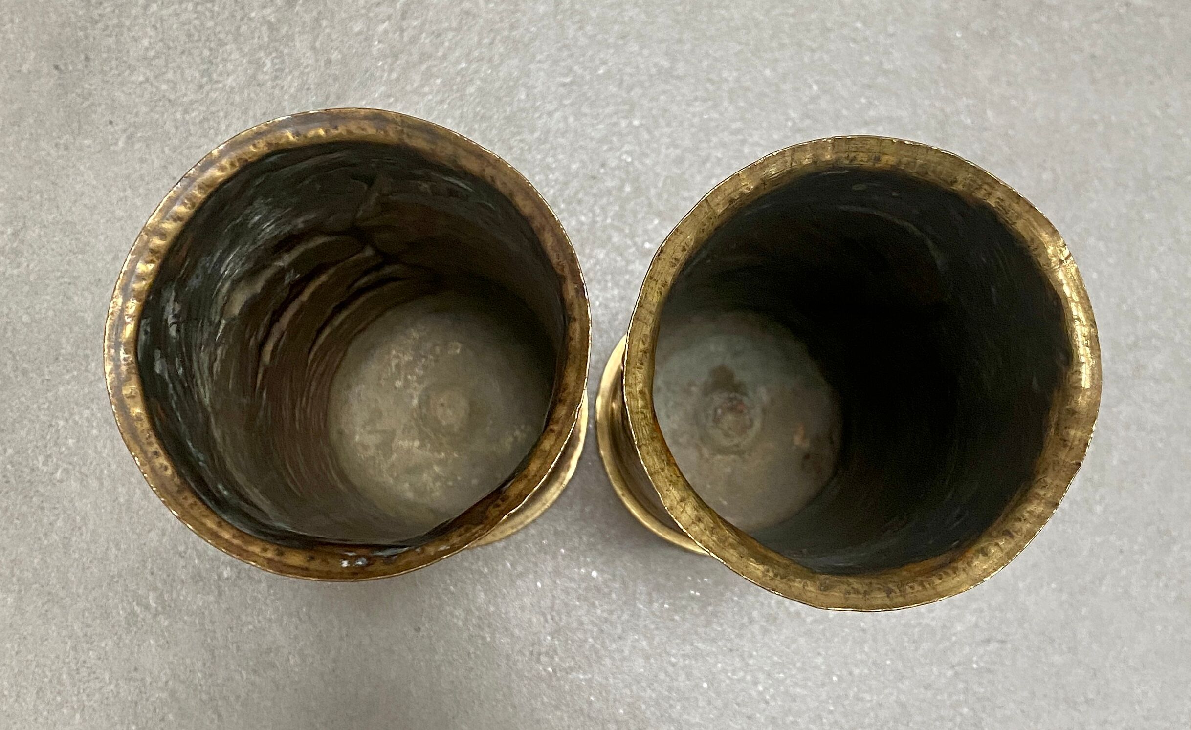 Pair of copper vases - shells 1914-18 - German - trench art