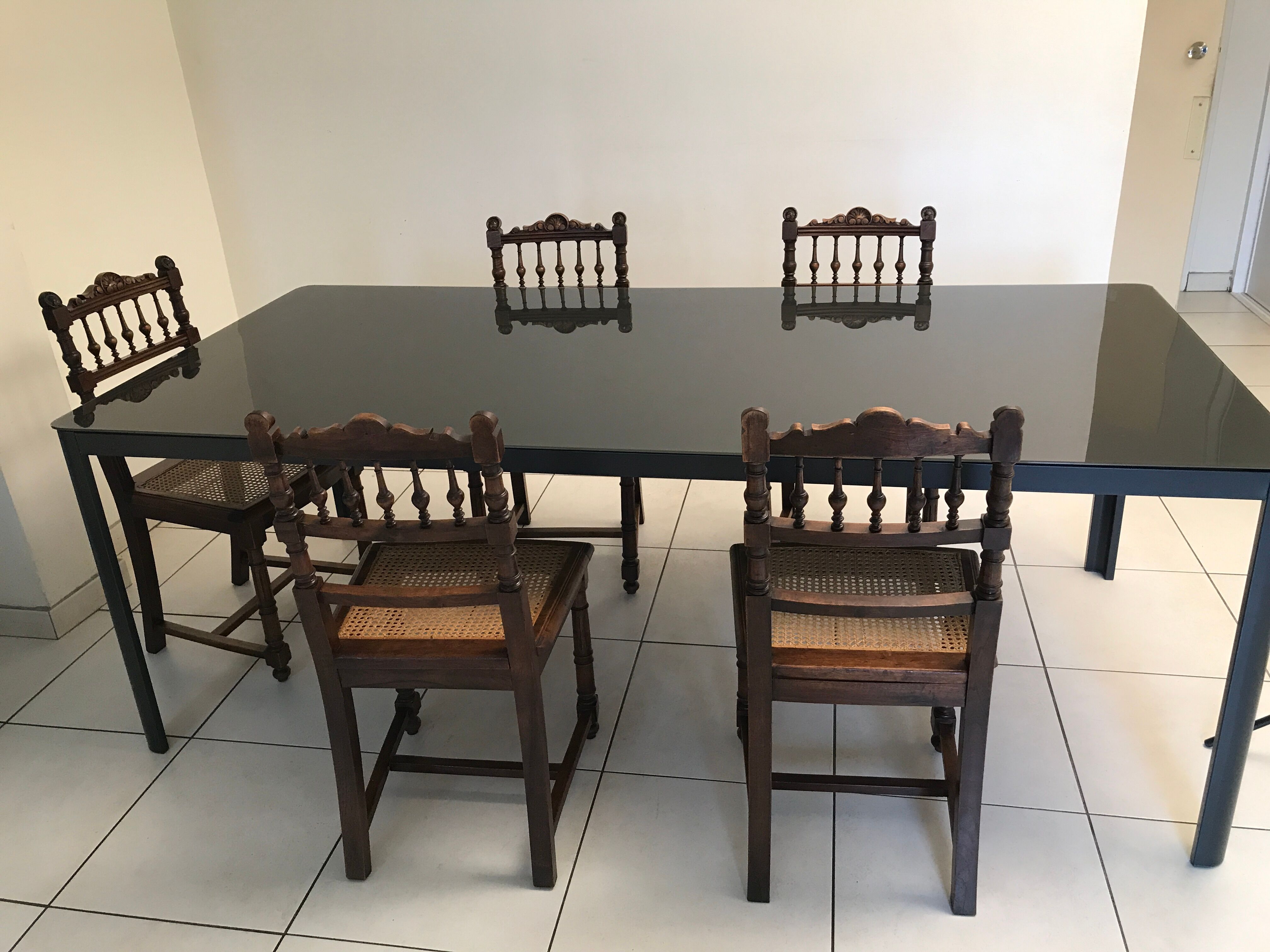 5 canne chairs Henry II style 1900