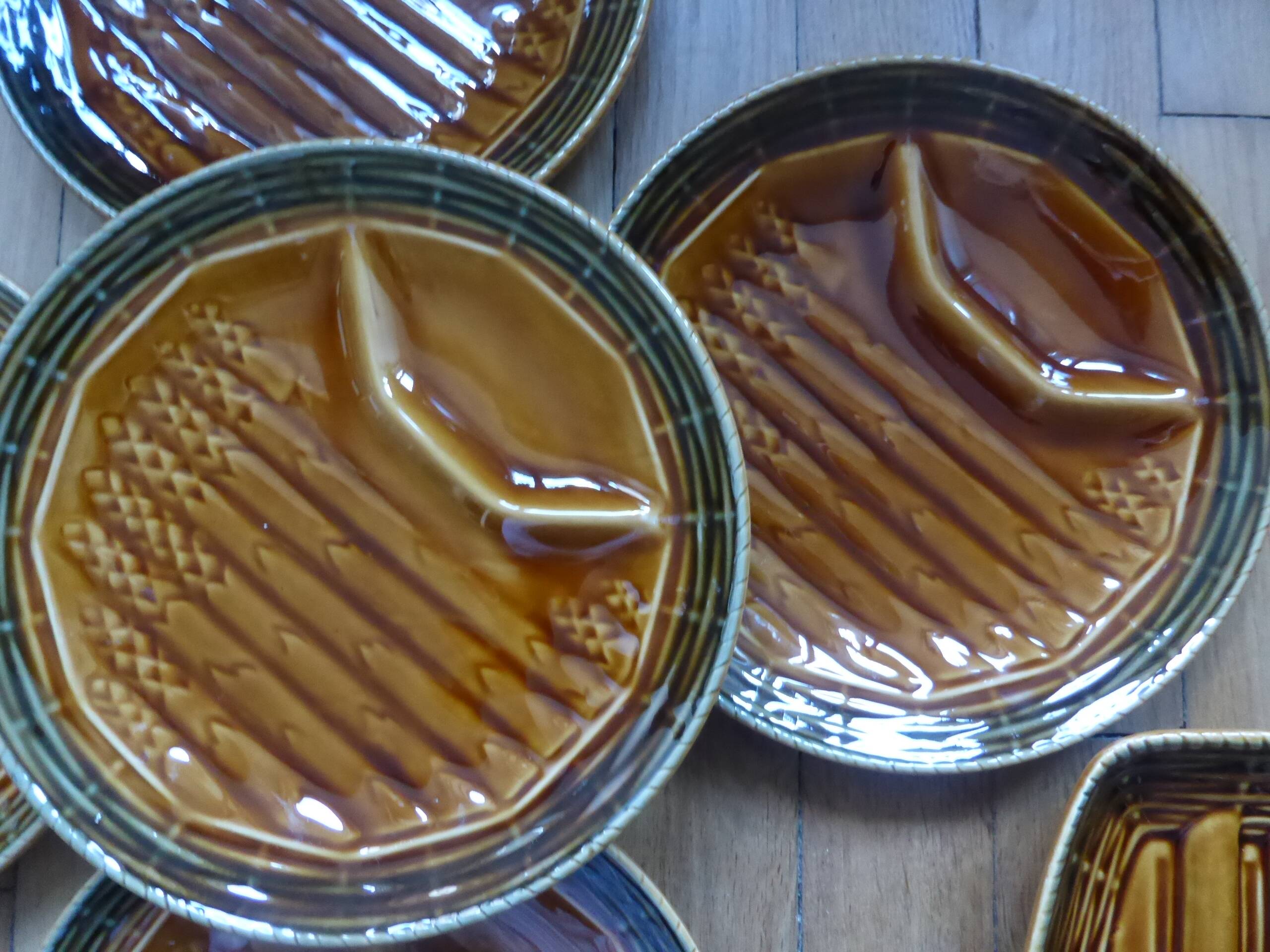 Set of 5 asparagus plates 1 dish Sarreguemines L1 / 200106