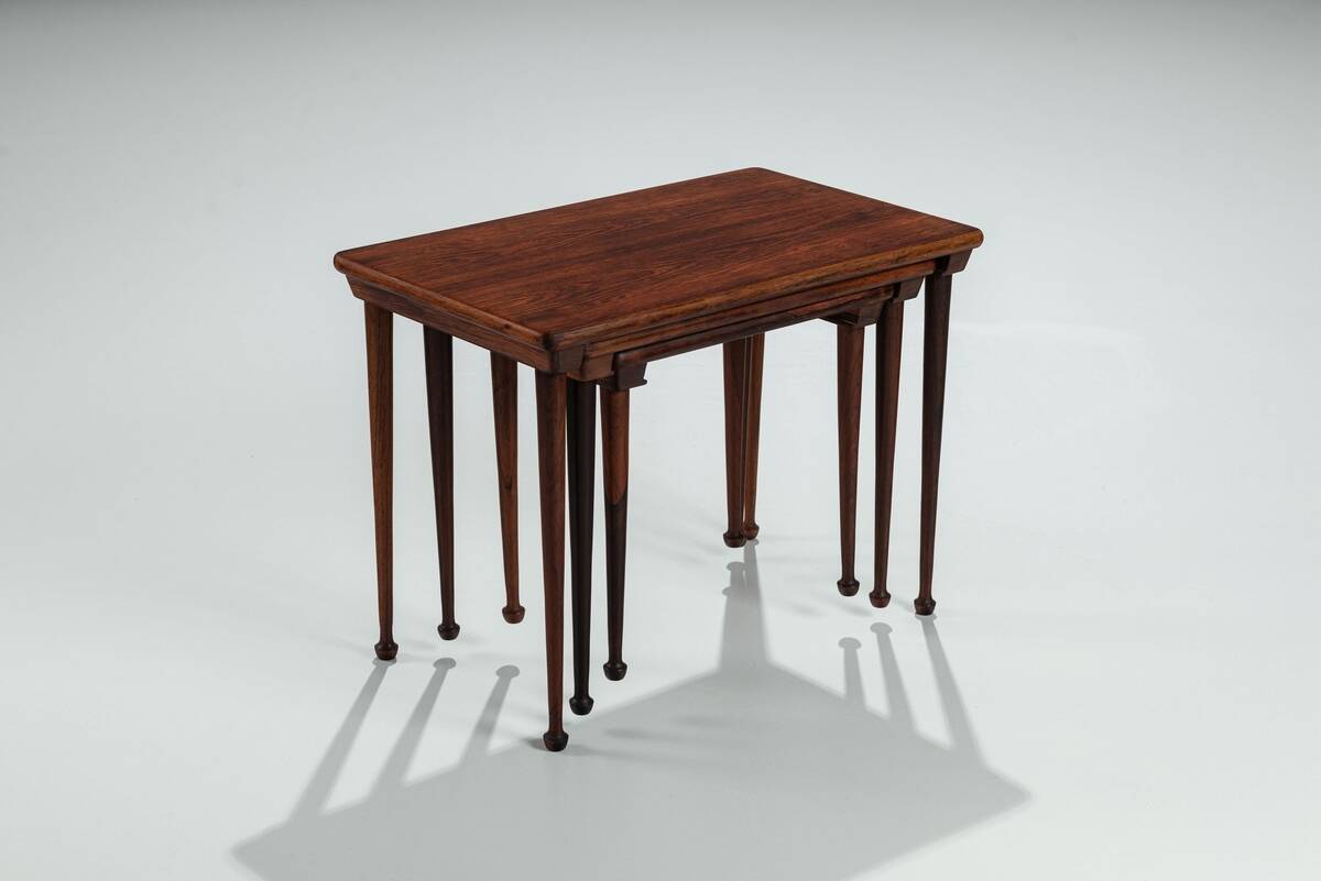 Set of 3 Danish nesting tables in rosewood Denmark 1960
