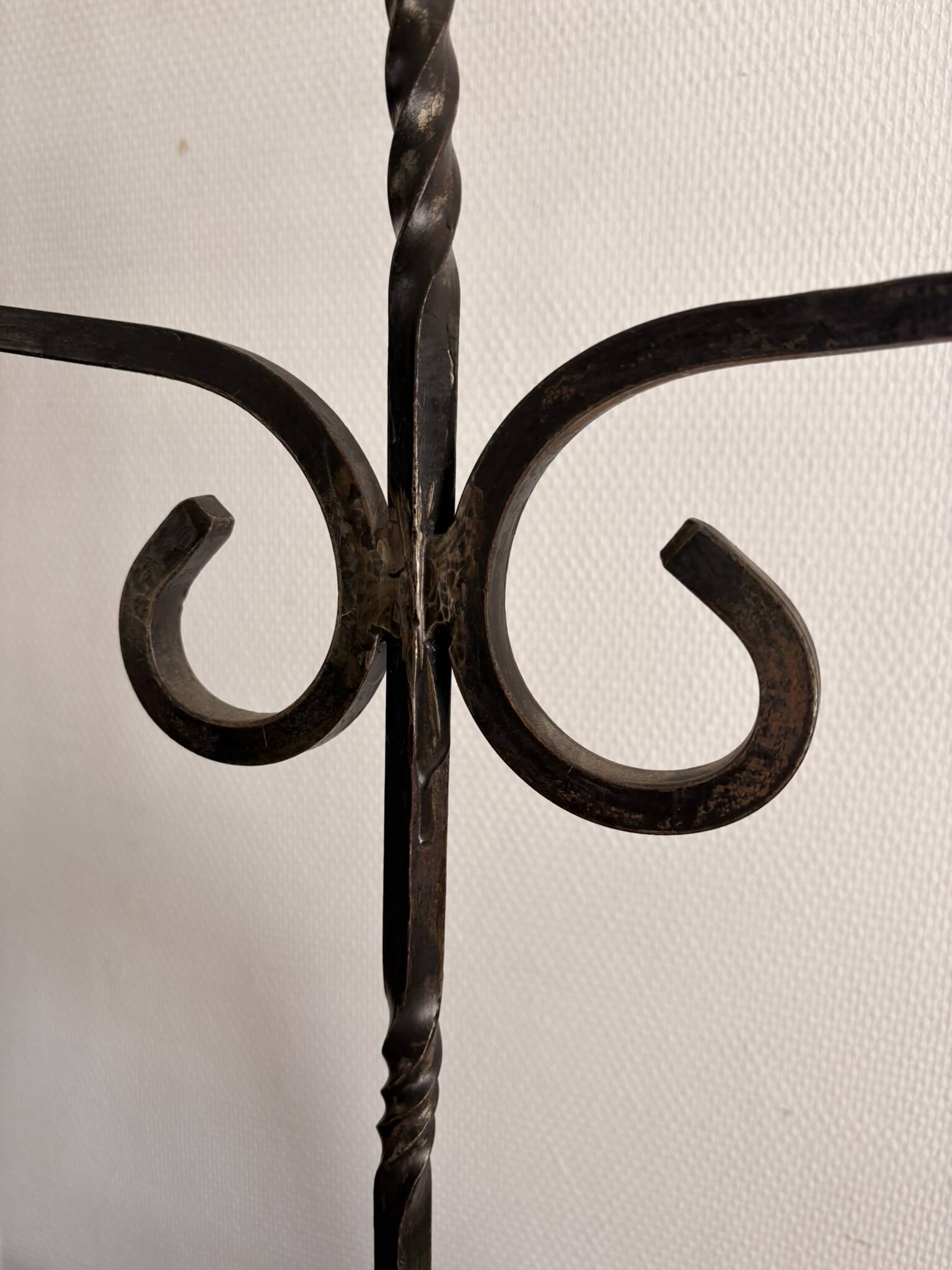 Candelabrum Chandelier Candle Holder Three Arms Light Wrought Iron 1940 Gothic