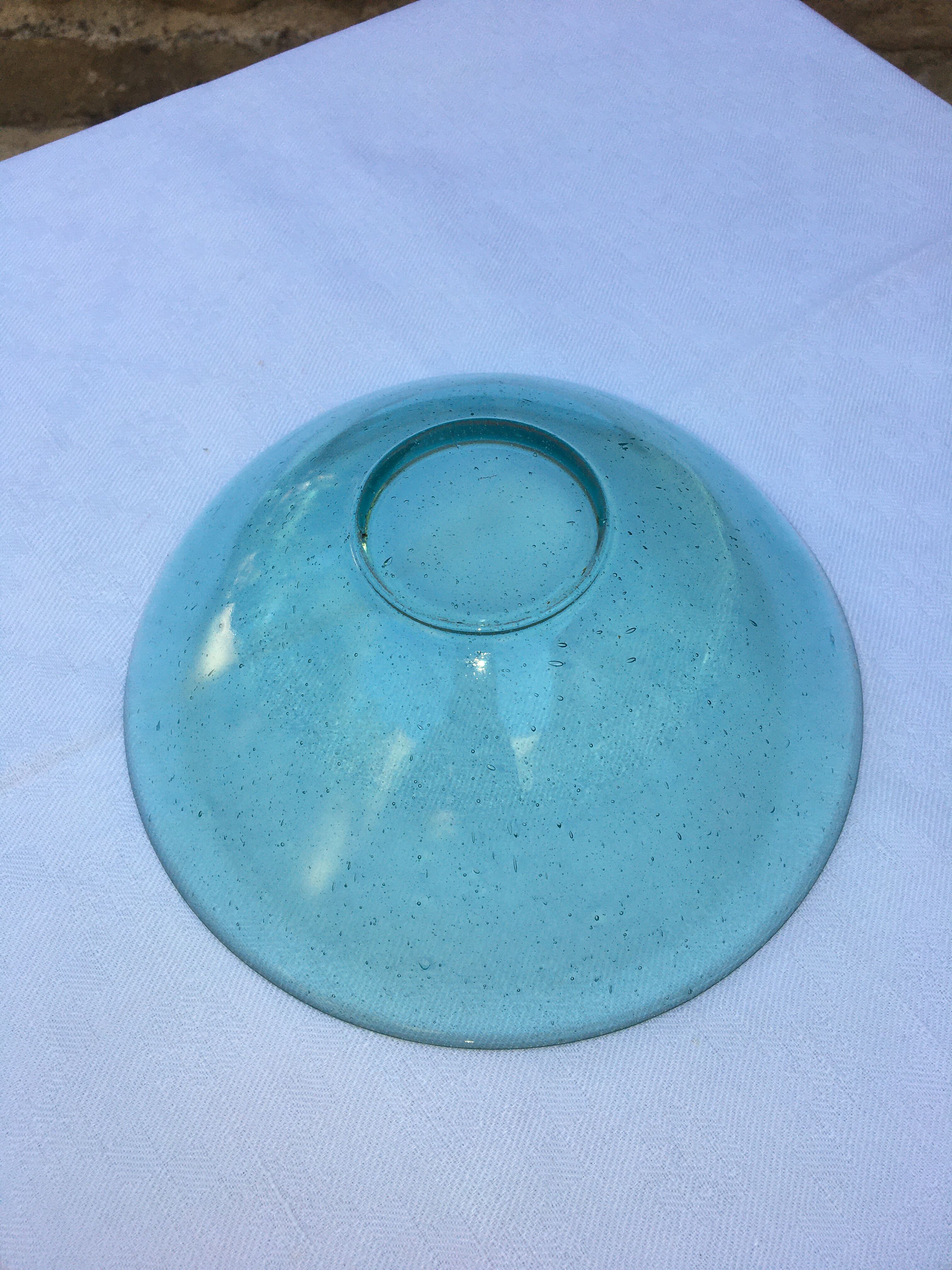 Antique bubbled blown glass salad bowl