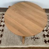 Table basse Jean Prouve en chêne massif diamètre 80cm Edition Vitra