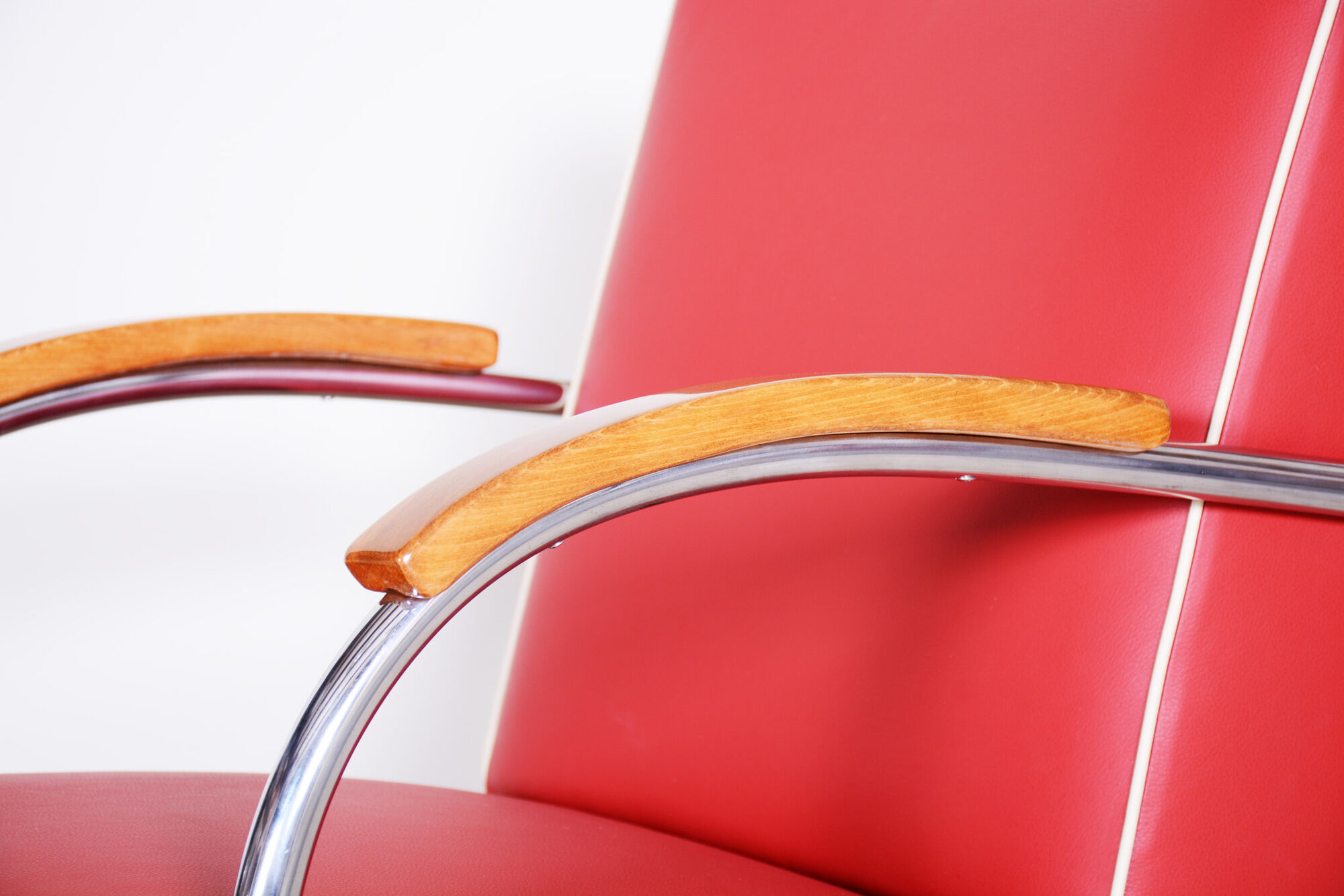 Red Mucke Melder armchair - 1930s Czechia
