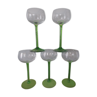 5 Traditional Crystal Alsace Wine Glasses
