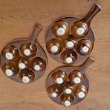 Set of 3 Vintage French Snail Cooking Pots 6 Snail Wells and Handles 3172