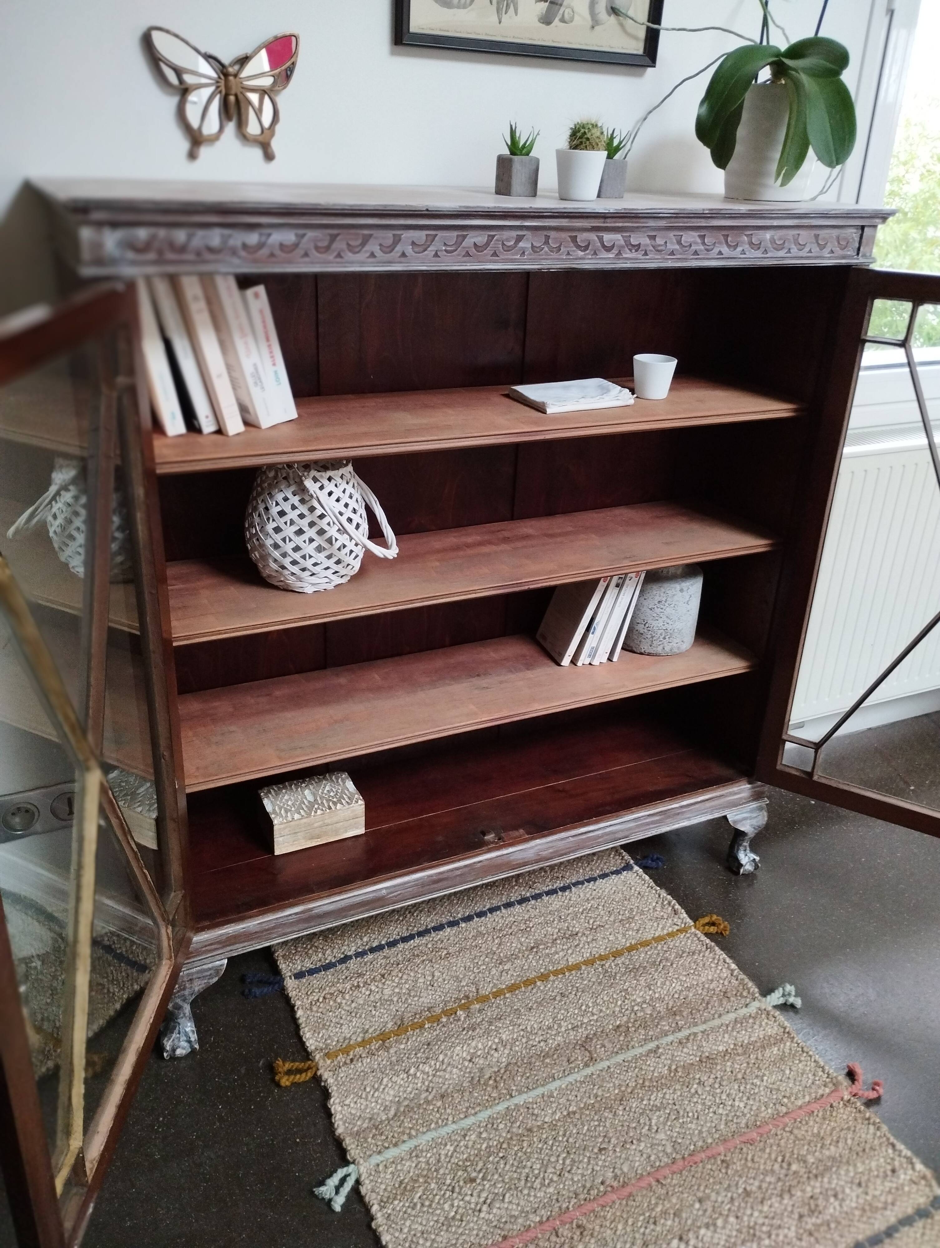 English style glazed bookcase cabinet