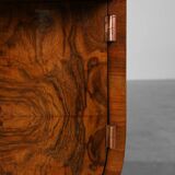 Belgian Art Deco Cabinet in Burl Veneer with Marble and Glass, circa 1930