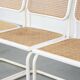 Lot de 4 chaises de salle à manger blanches au design vintage dans le style de Marcel Breuer avec assise en osier