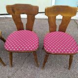 Set of 4 wooden bistro chairs with vintage cushions from the 70s/80s/90s