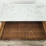 Mahogany burl dressing table with white marble top