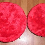 Set of 2 Pelfran chairs and 2 stools, red moumoute 1970