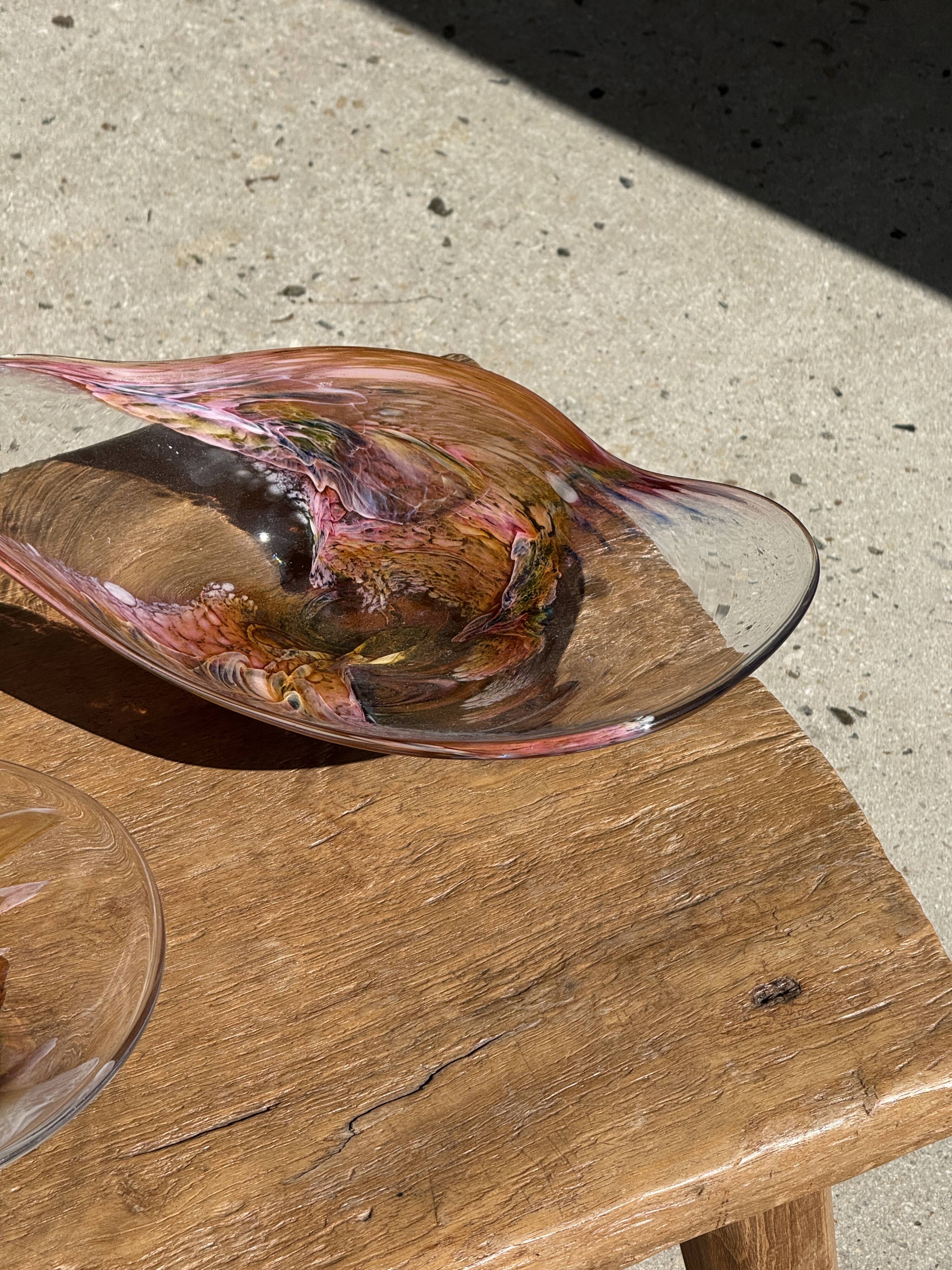 Contemporary pink blown glass bowl Carlos Vieira D21