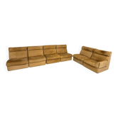 Canapé modulable en cuir camel design COR années 80 vintage