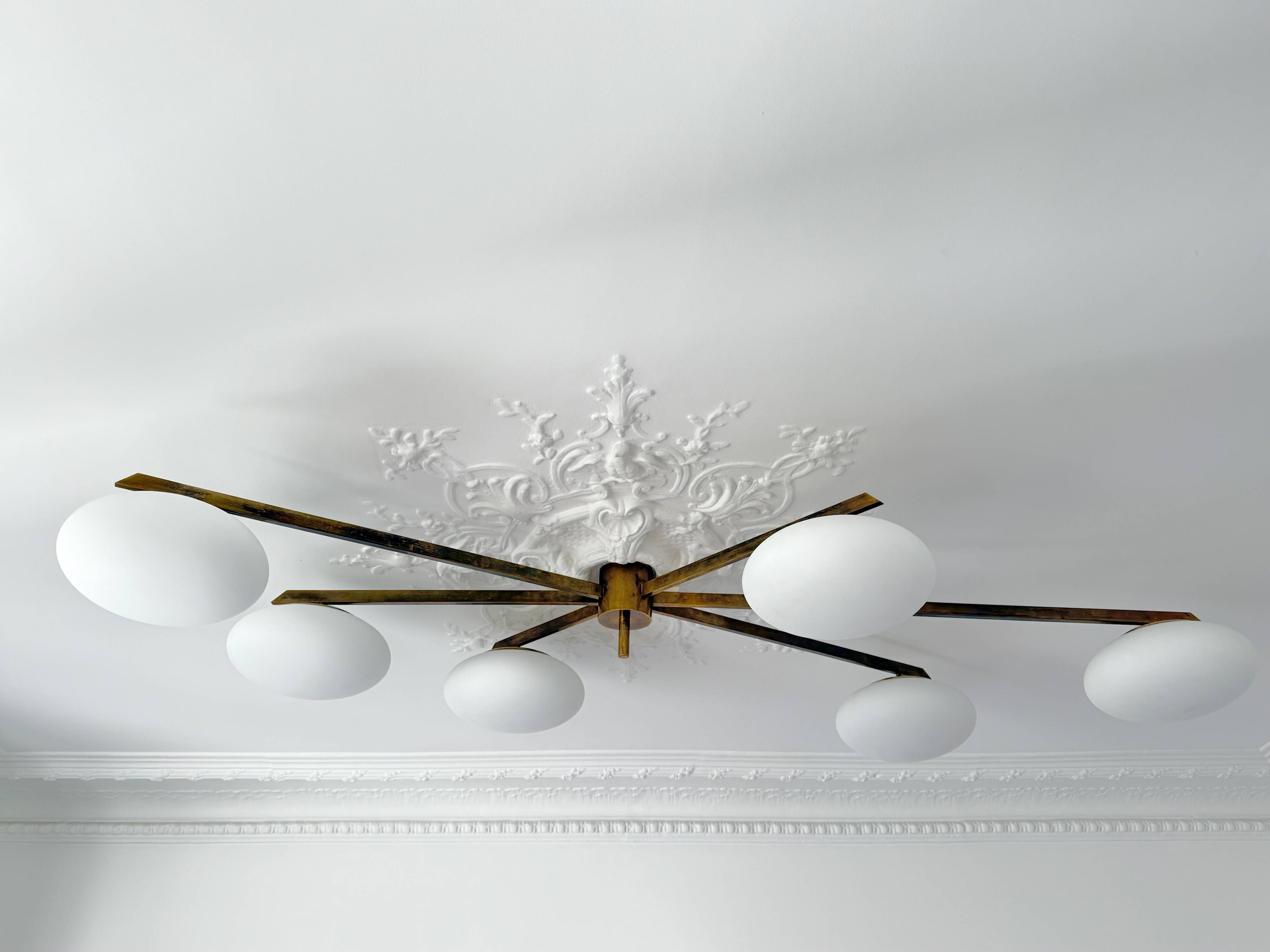 Angelo Lelii lustre plafonnier modèle 6 lune édition arredoluce