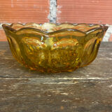 Salad bowl + 6 vintage amber orange moulded glass bowls from the 1970s.