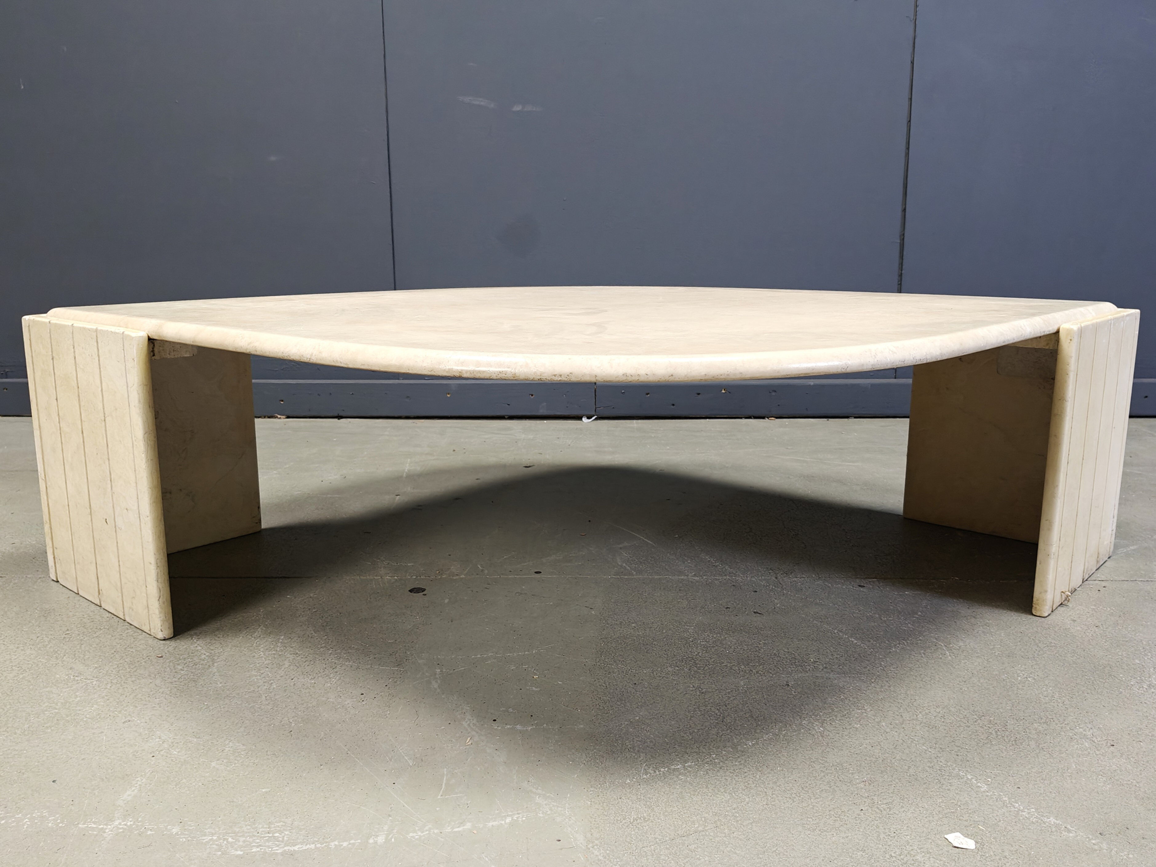 Vintage travertine coffee table by Roche Bobois, 1970s