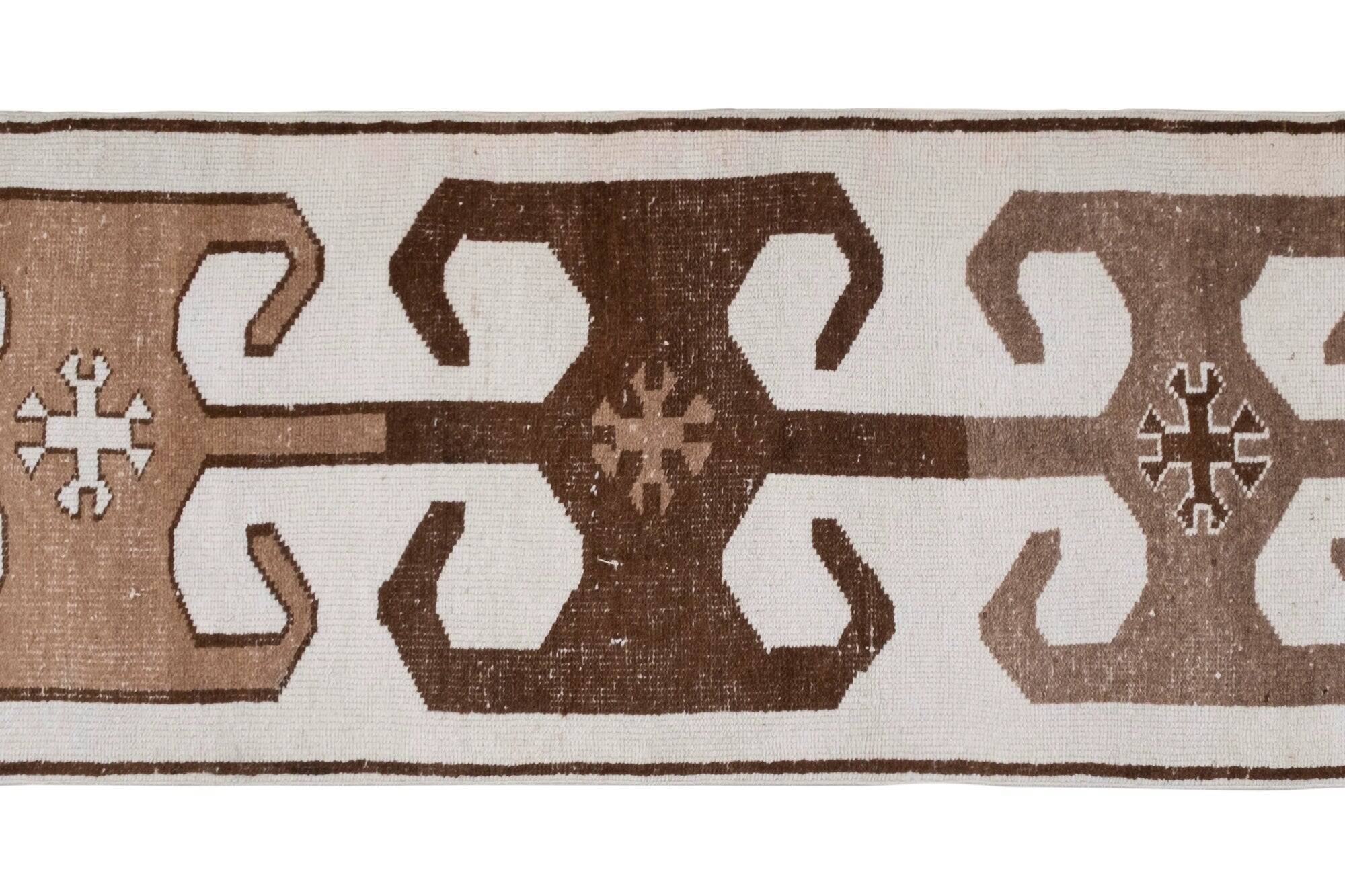 Vintage Turkish hallway rug 94x352 cm