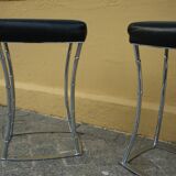 Pair of Bamboo Style Stools Attributed to Jacques Adnet: