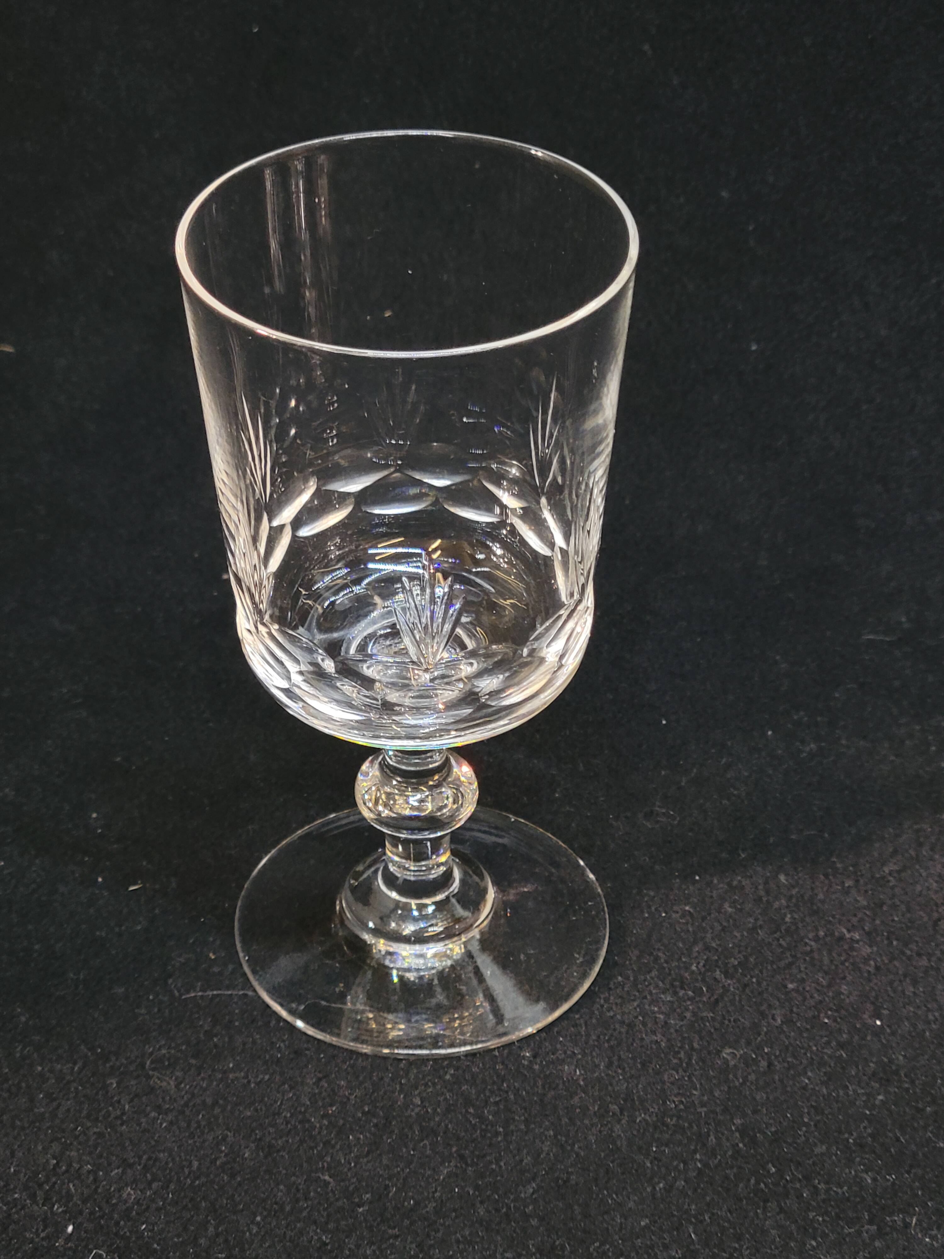 8 antique baccarat crystal wine glasses cut engraved 10742