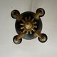 Empire style chandelier with four lights in sheet metal, bronze with patina and gilding