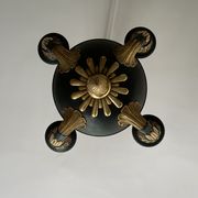 Empire style chandelier with four lights in sheet metal, bronze with patina and gilding