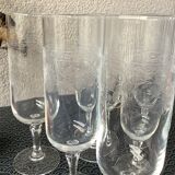 Flûtes à champagne en cristal ciselé à pied Vierzon