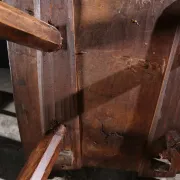 17th century Alpine carved walnut Brettstuhl armchair with grotesque mask