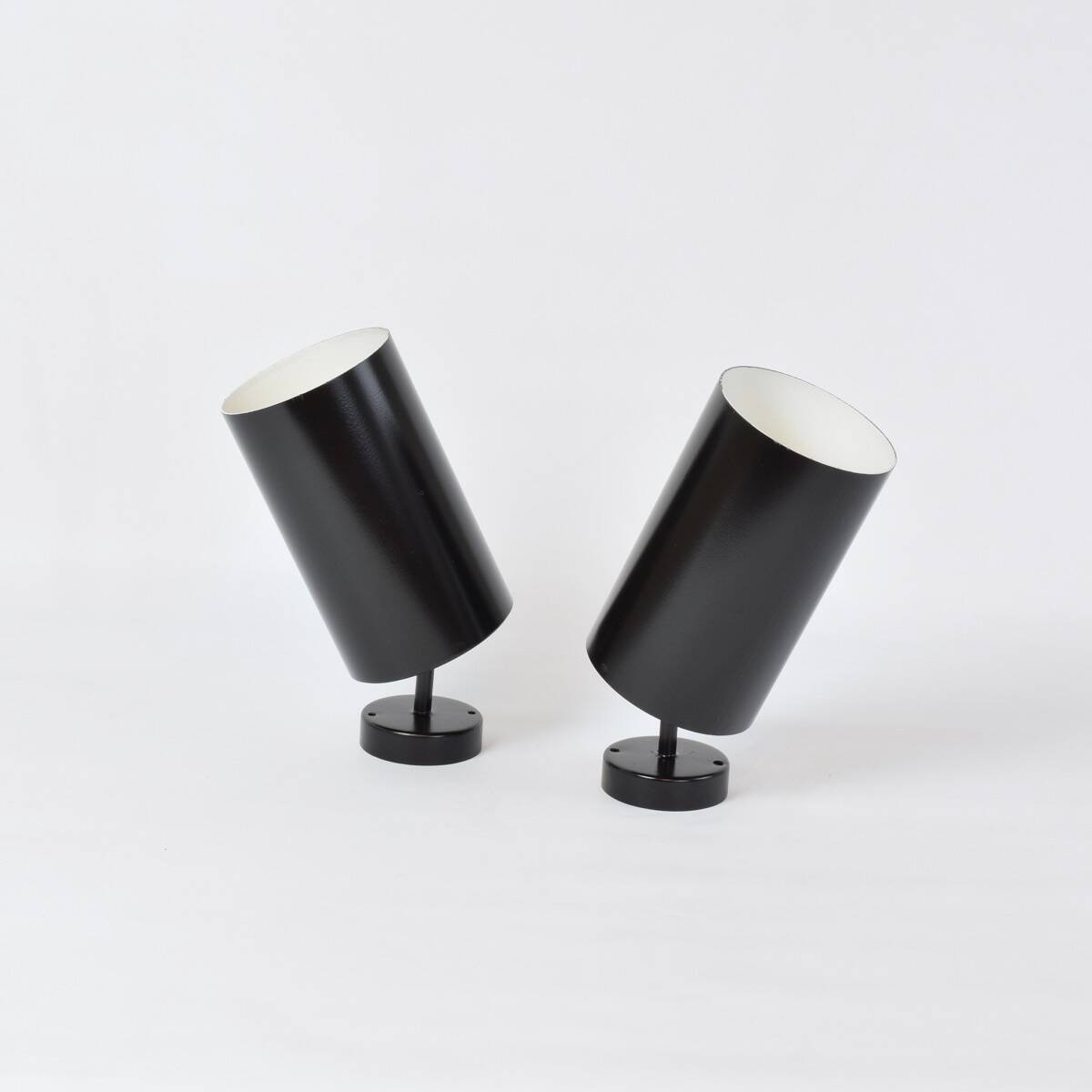 Black metal wall or ceiling lights, vintage 1950, Parscot, pipe spots.