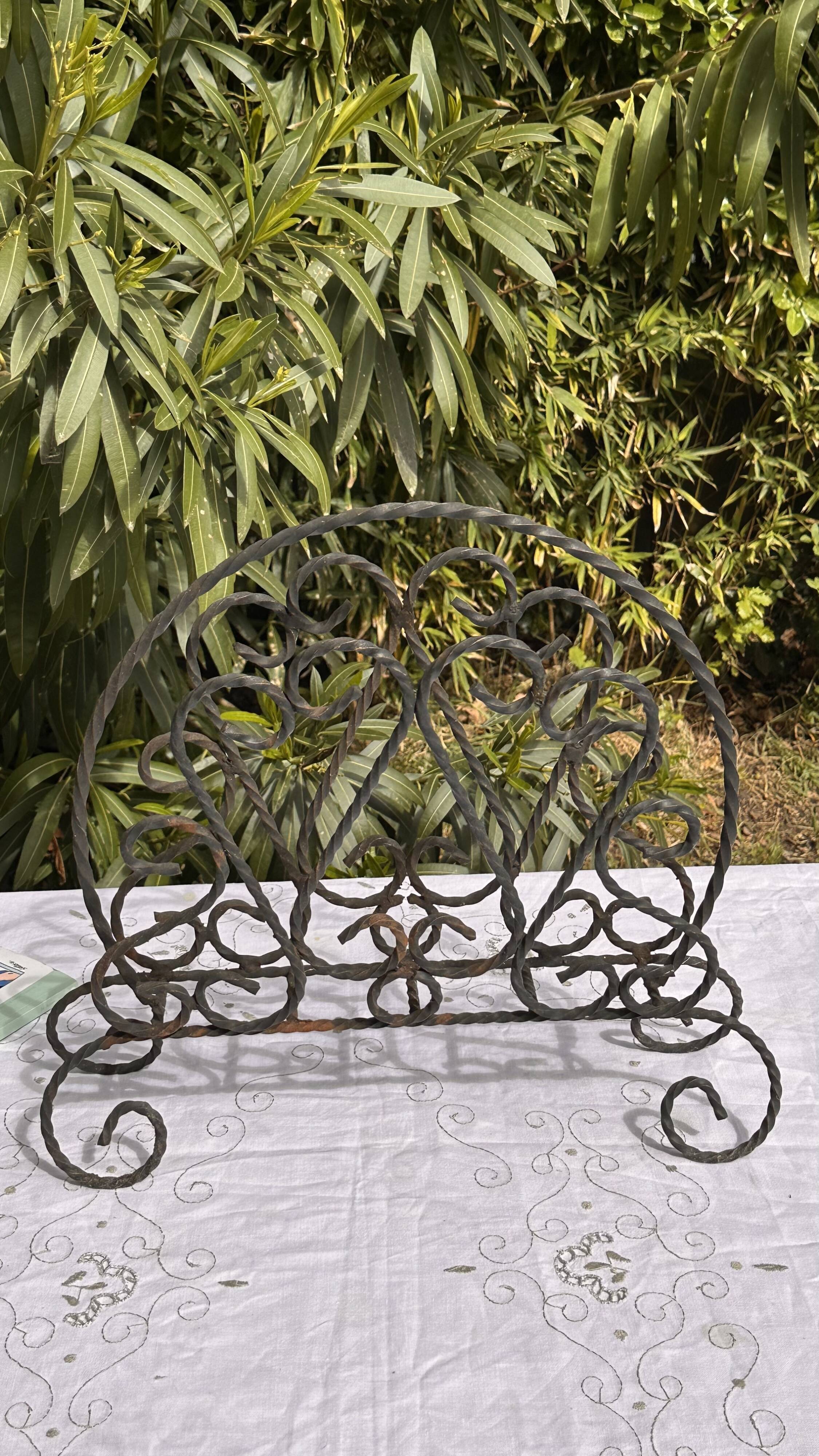 Vintage Magazine Rack - Twisted Wrought Iron Magazine or Vinyl Record Holder