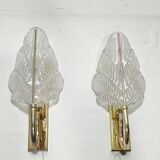 Par de apliques de cristal. Italia, 1970s.