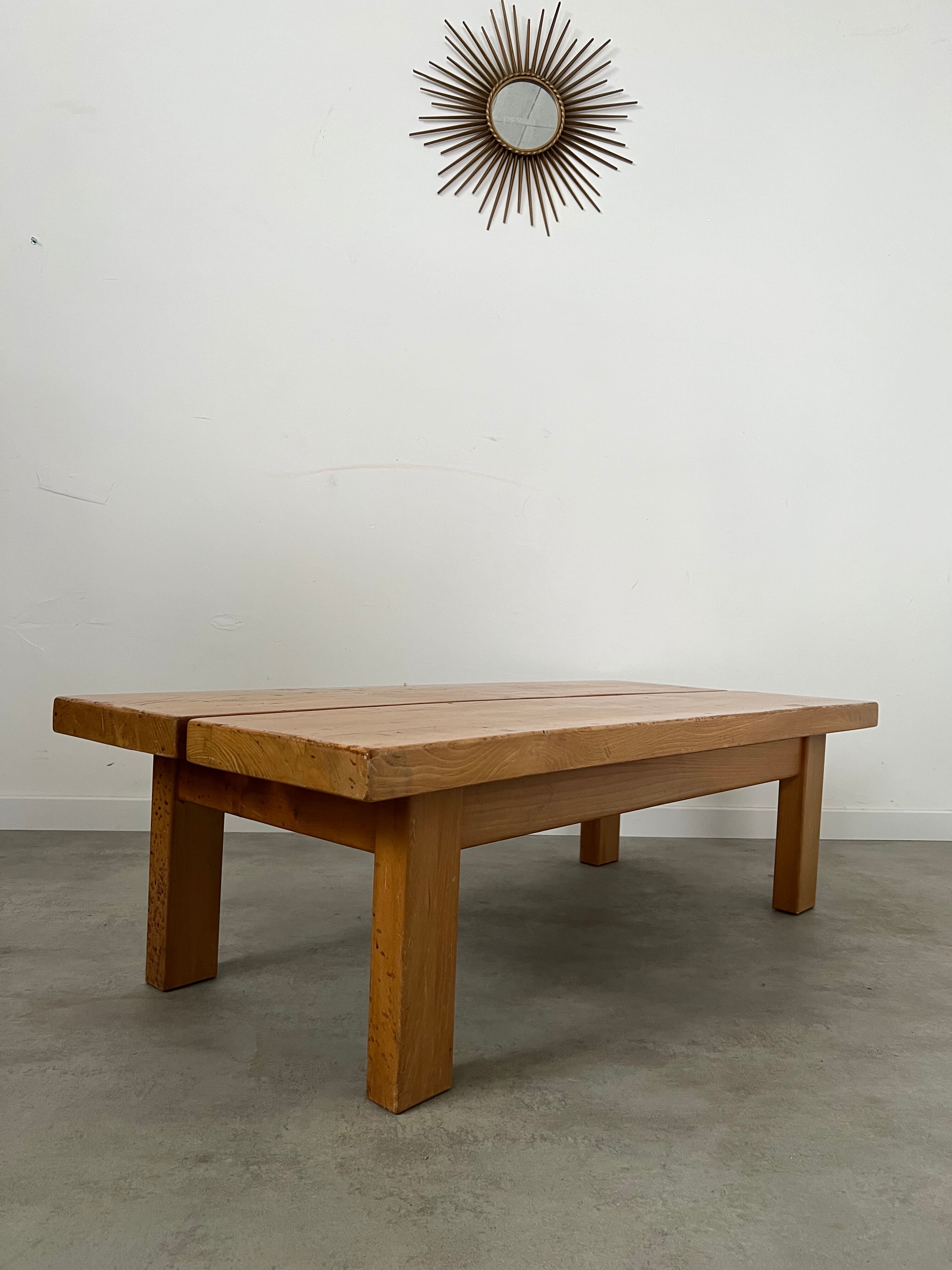 Solid elm wood coffee table 60s