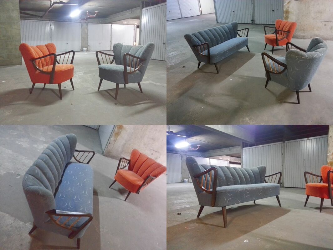 Couch set / 2 chairs Scandinavian 50s/60s cocktail