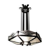 Lustre de style art déco en fer forgé et verre 1930