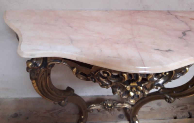 Gilded wooden console marble Louis XV style