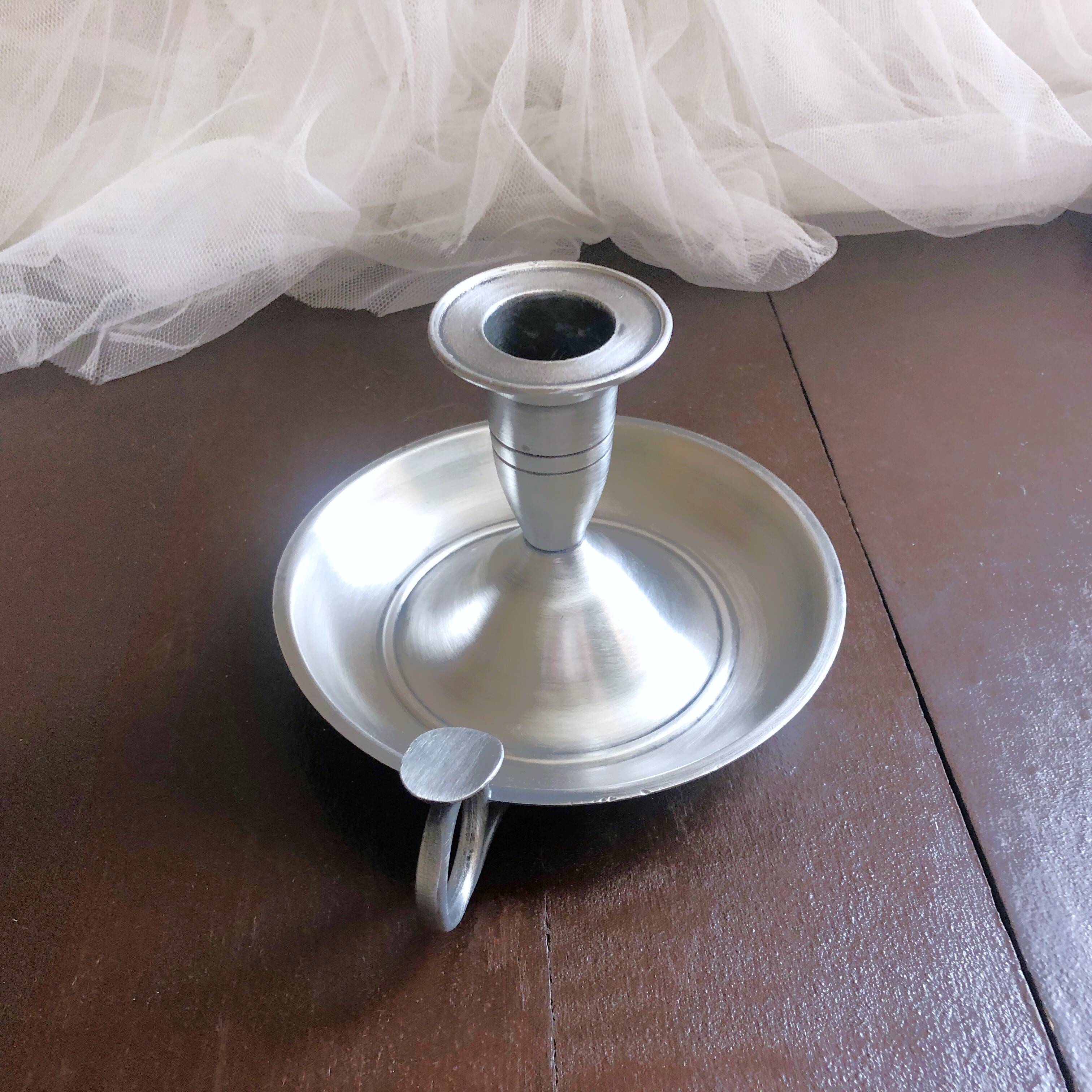 Pewter hand candle holder
