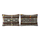 Set of 2 vintage kilim cushion covers 41x61 cm