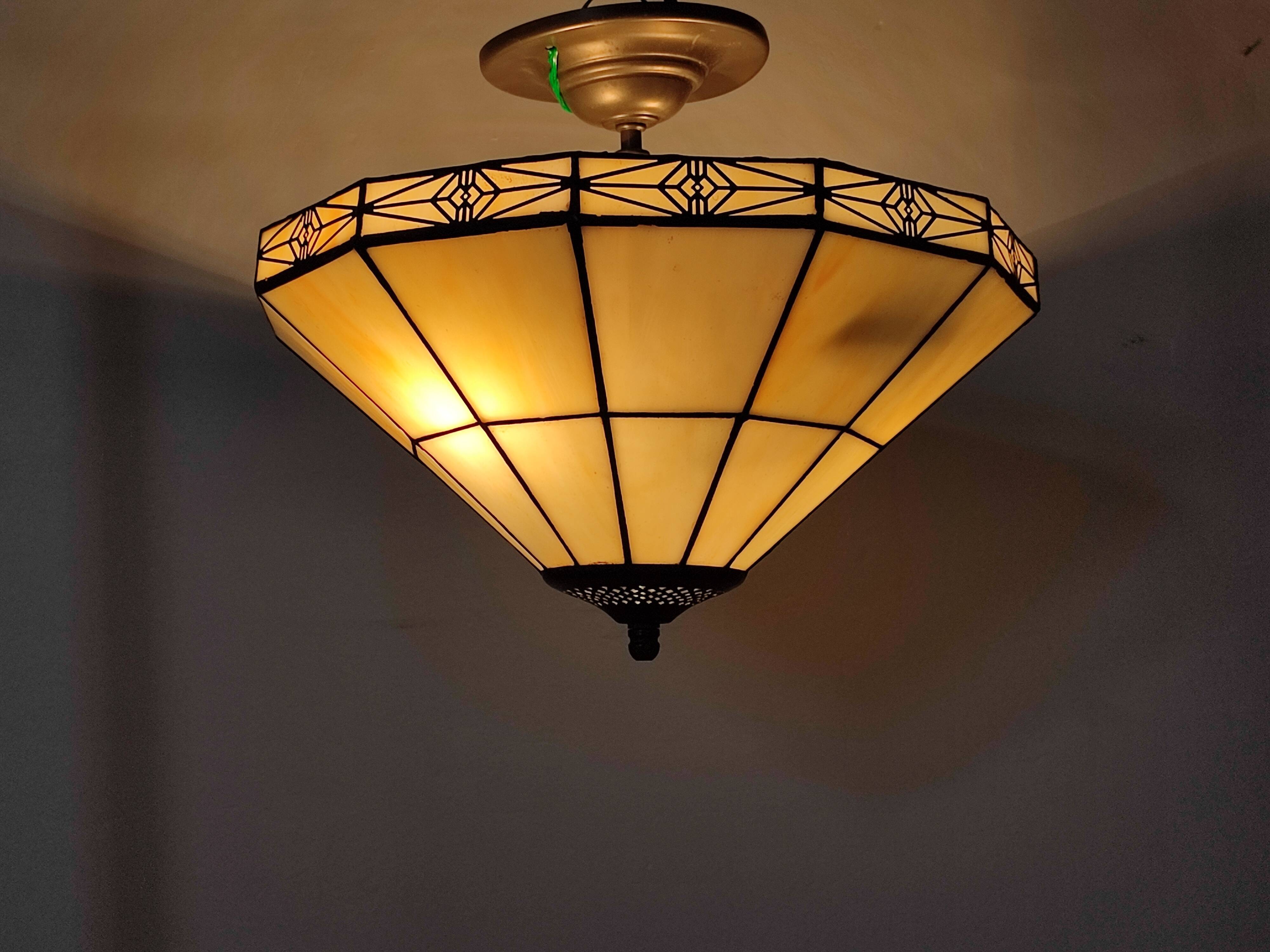 Set of two vintage tiffany style ceiling lights