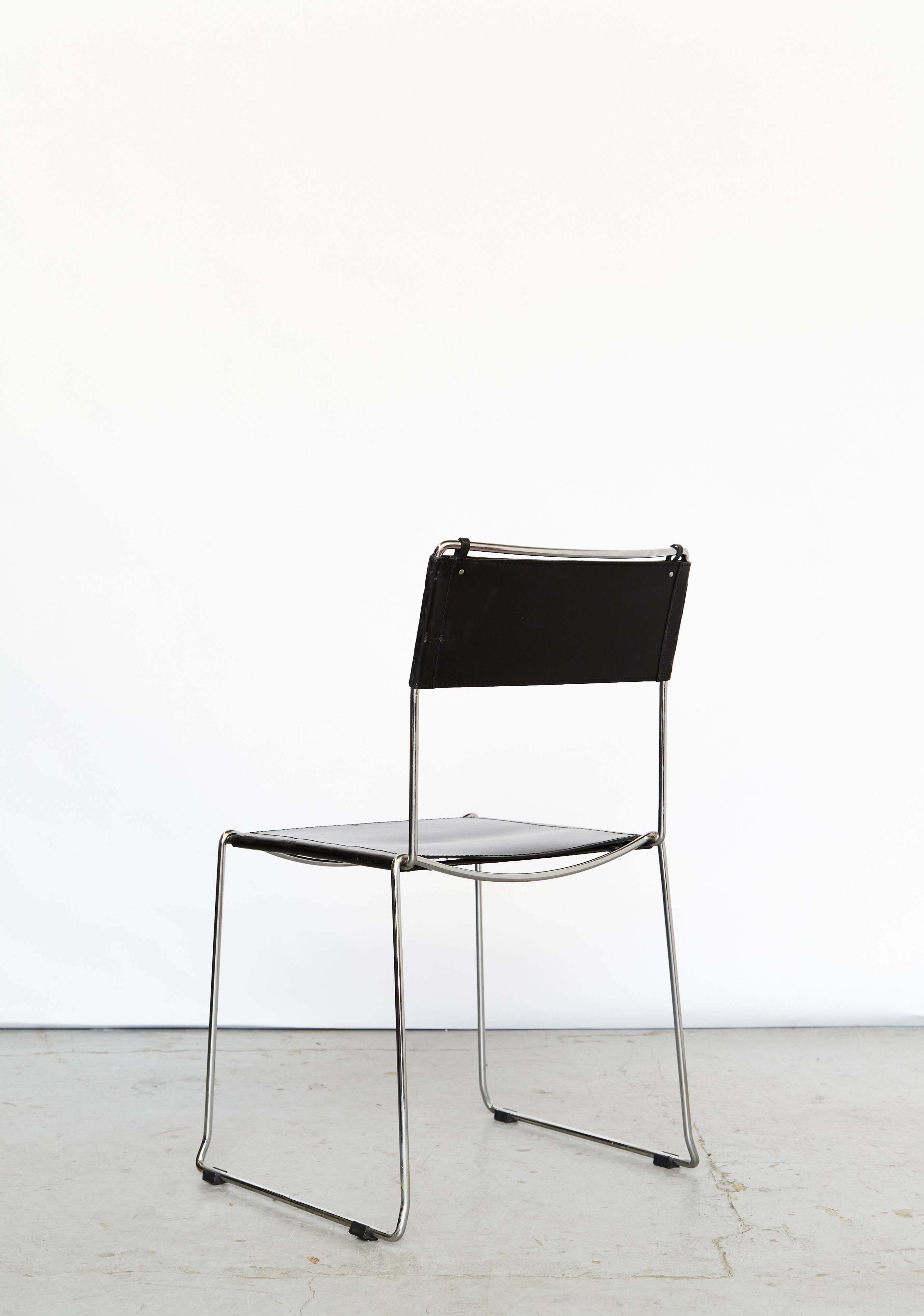 Chaises de salle à manger en cuir par Giandomenico Belotti pour Alias