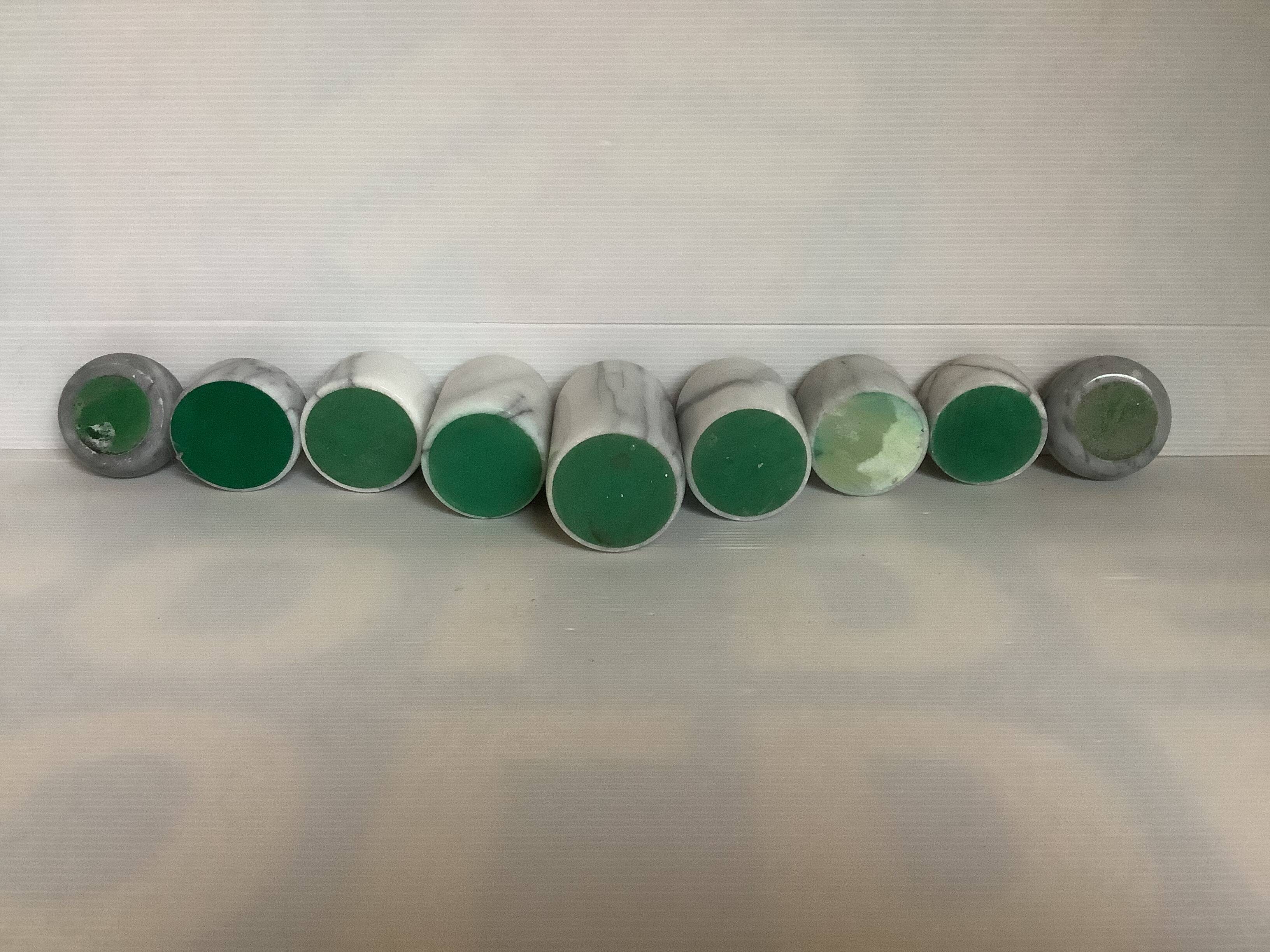 Nine marble candle holders