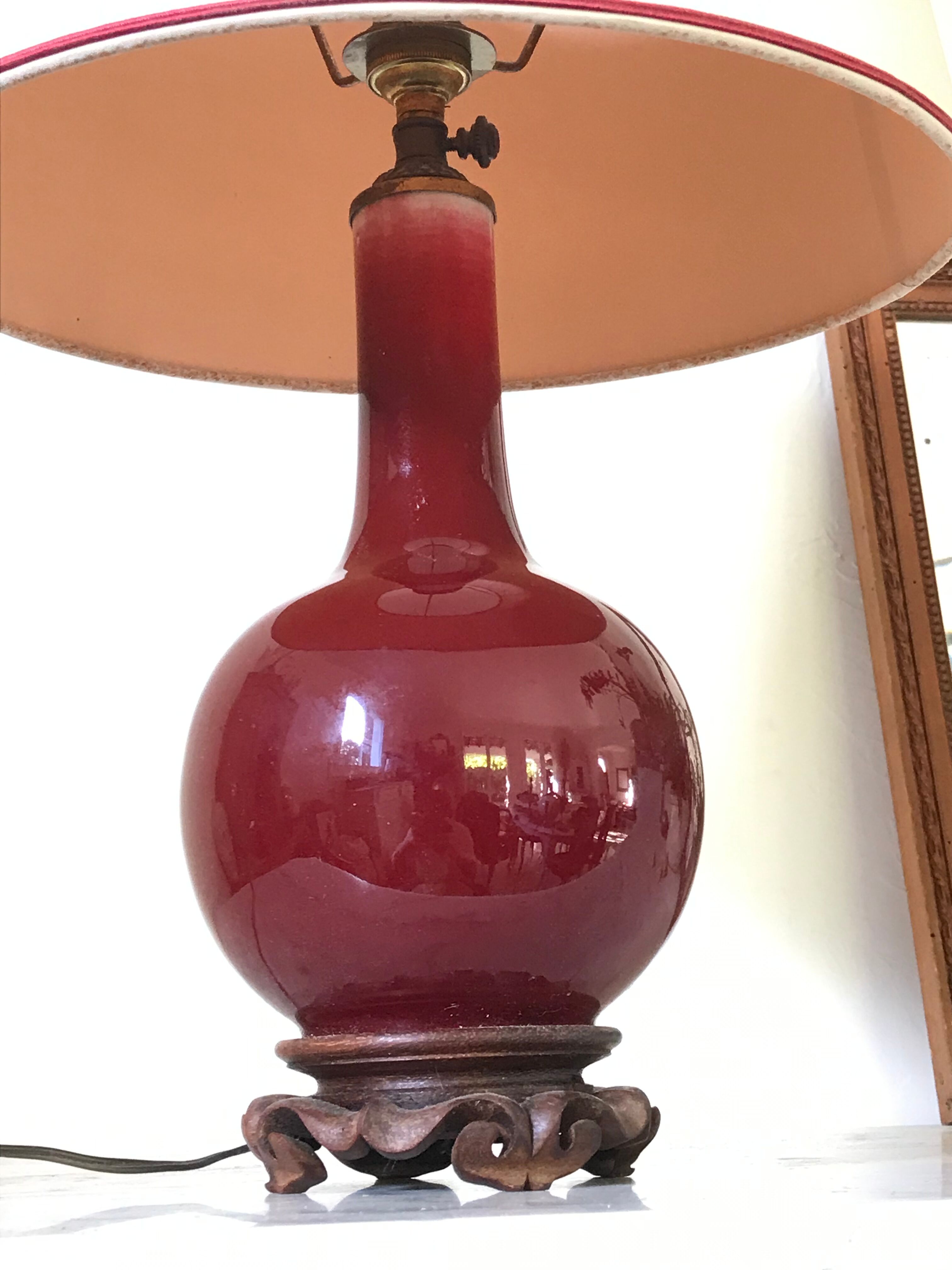 Vintage enamelled porcelain lamp