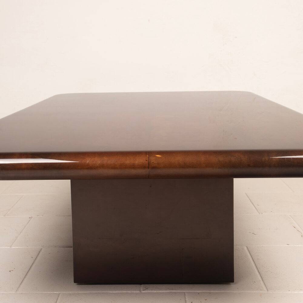 Coffee table model 2315 in parchment and mirrors by Giorgio Tura for Tura, 1980