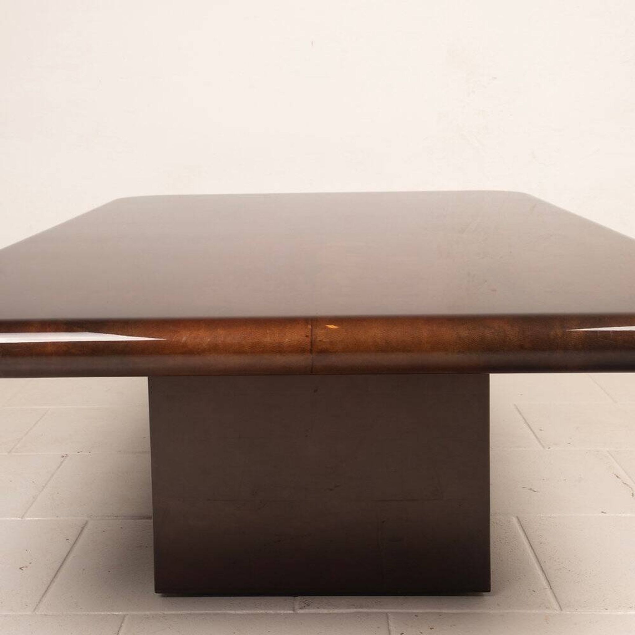 Coffee table model 2315 in parchment and mirrors by Giorgio Tura for Tura, 1980