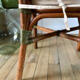 Set of 3 rattan / bamboo chairs with cushions years 1960-1970