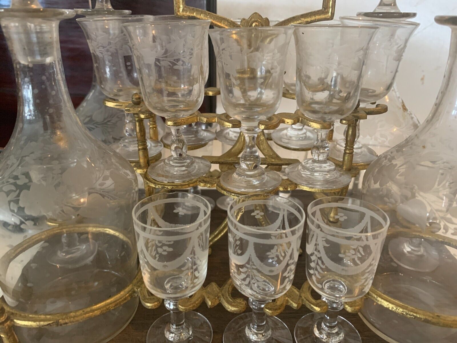 Complete liquor cellar Napoleon III Marquetry boulle Antique box