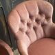 Pair of small vintage upholstered toadstool armchairs in old rose velvet – 1960s