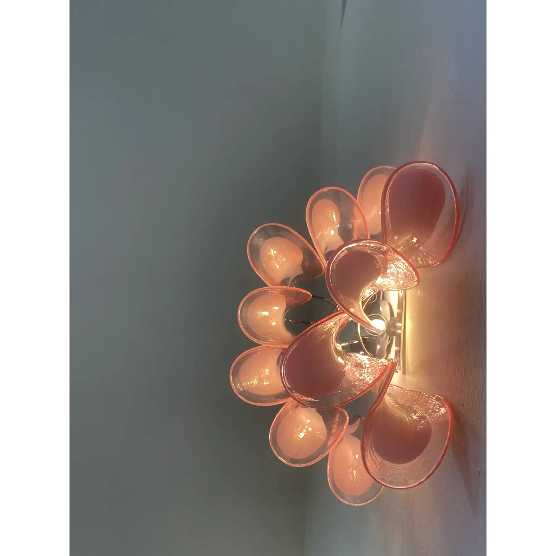 Blush Pink Murano Glass Selle Wall Sconces – A Pair