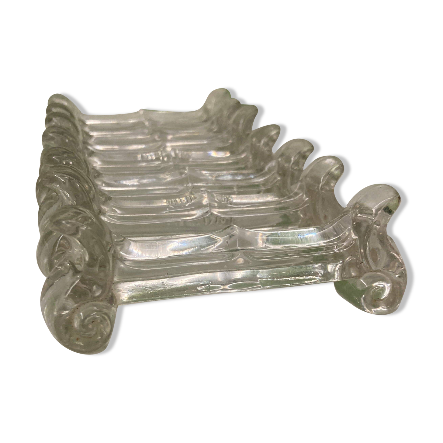 Portieux set of 7 moulded crystal knife rests from the early 20th century.